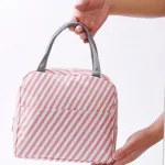 Sac Isotherme Repas Rayé Rose