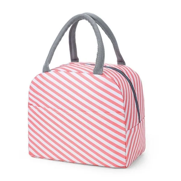 sac repas rayé en rose