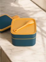 boîte bento carrée à deux niveaux