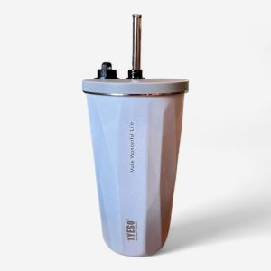 gobelet coloré en inox avec paille rétractable
