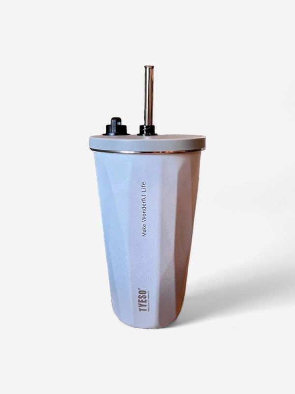gobelet coloré en inox avec paille rétractable