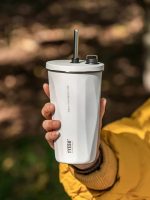 gobelet inox 600ml avec paille rétractable