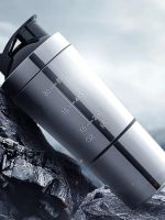 shaker en inox pour sport avec double compartiment